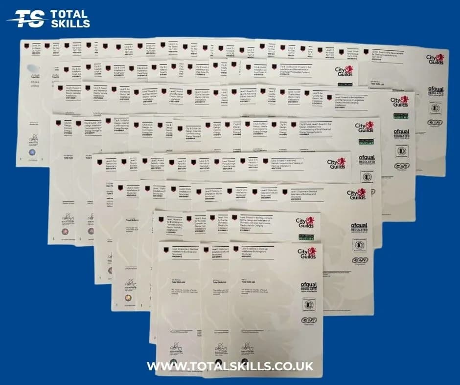 City & Guilds certificates ready for dispatch at Total Skills Nottingham training centre