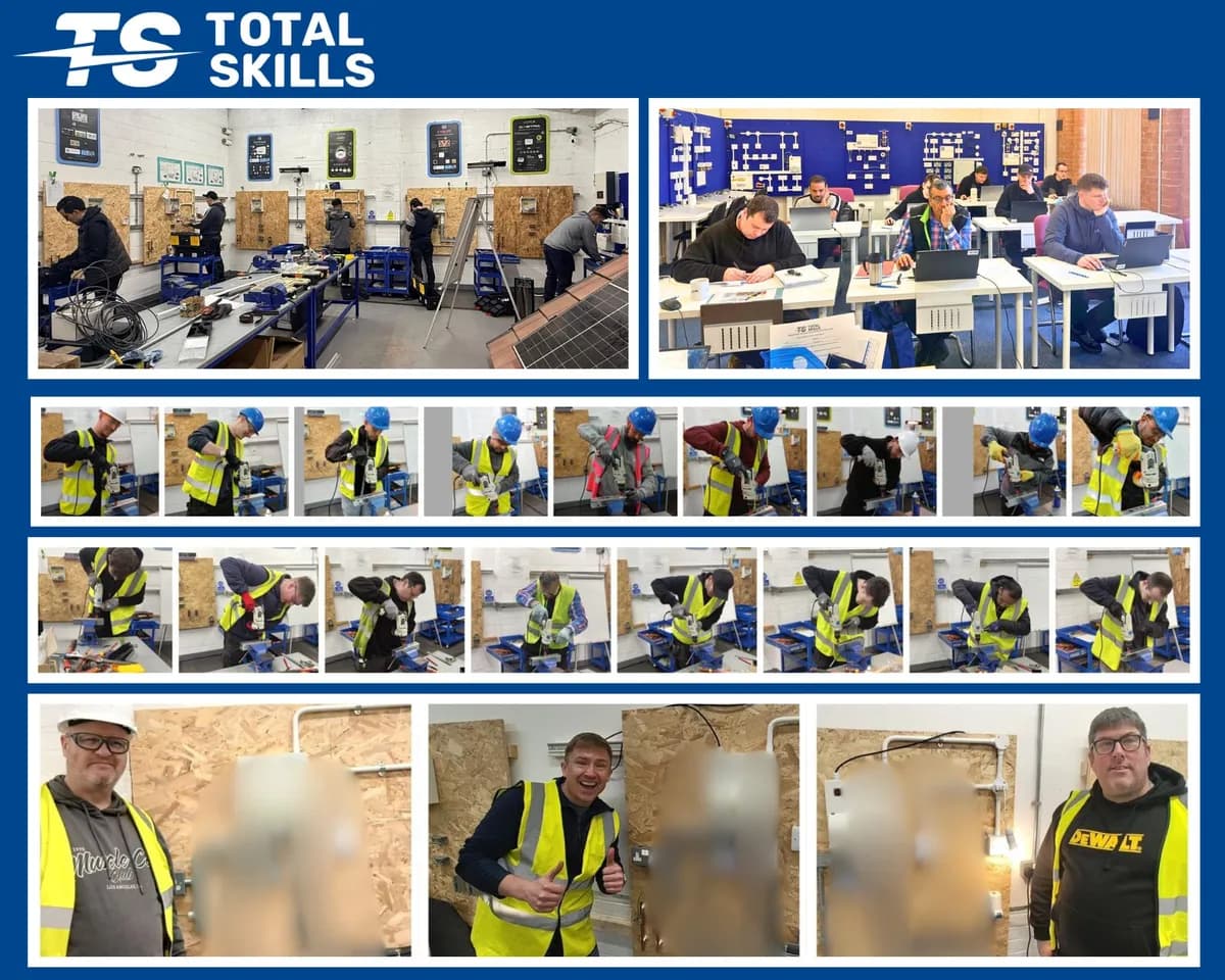Students completing electrical assessments and exams at Total Skills Nottingham training centre