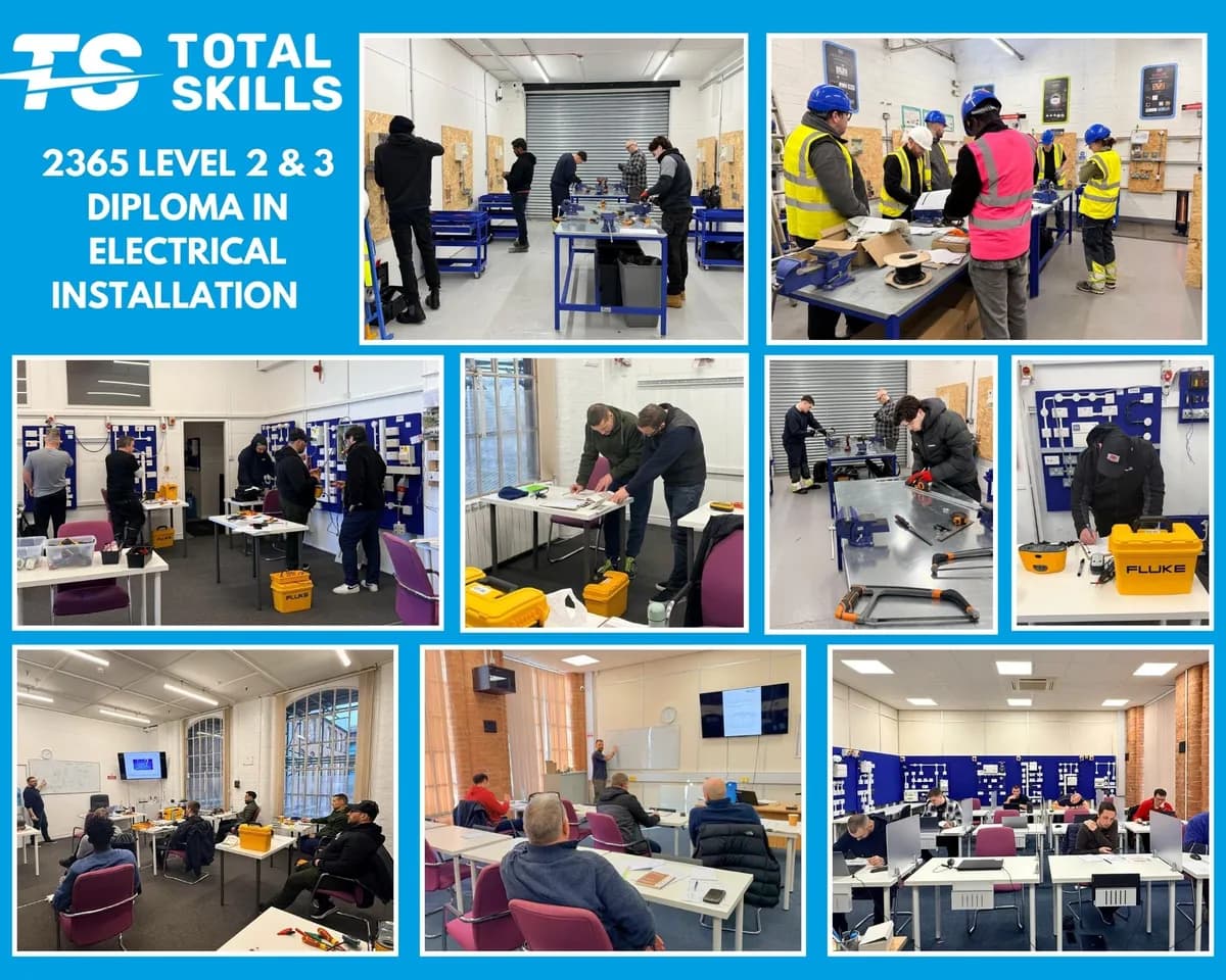 Electrical students completing 2365 diploma assessments at Total Skills Nottingham training centre