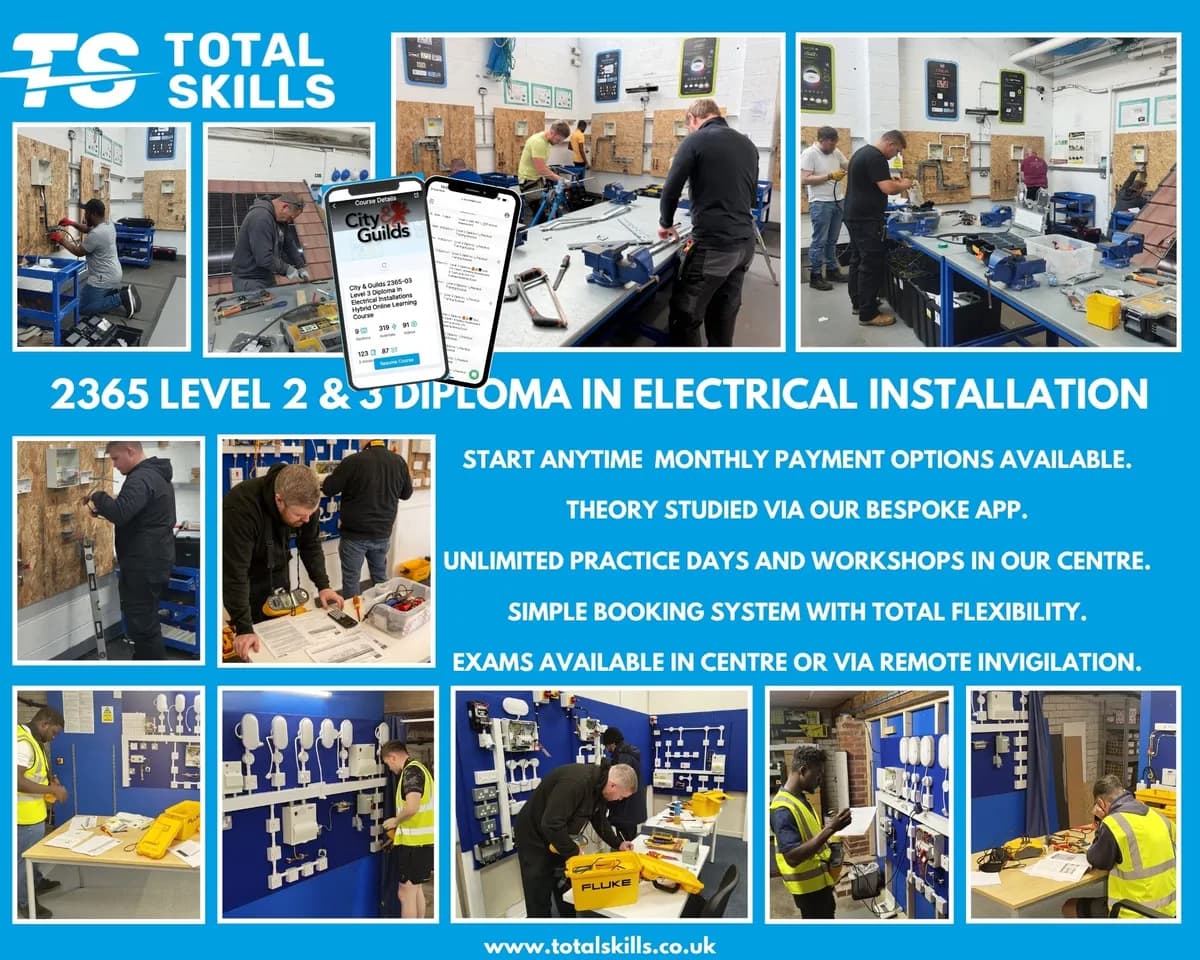Student studying electrical installations at Total Skills Nottingham training centre