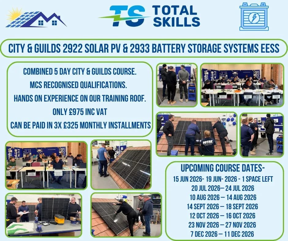 Students celebrating Solar PV and Battery Storage exam results at Total Skills training centre